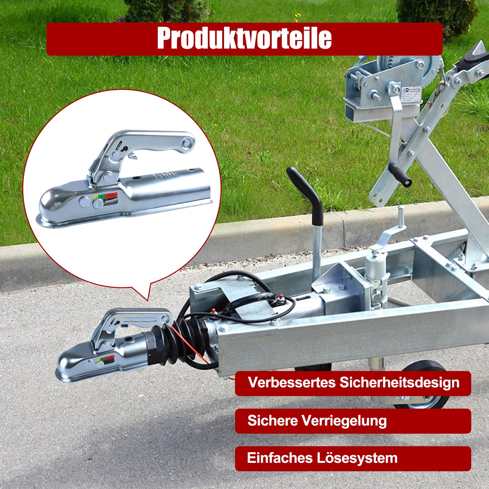 Universal Anhängerkupplung 60mm Kugelkupplung rund 800kg,Zugkugelkupplung 50mm Kugelkopf für PKW, Anhänger, Bootstrailer und Freizeitanhänger