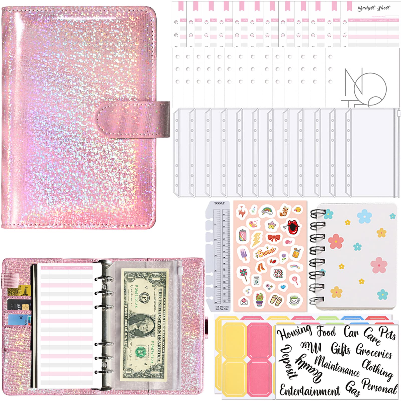 Planificador Presupuestario Alemán – A6 Budget Binder Archivador De Anillas Organizador De Dinero – Planificador Financiero Cash Stuffing Libro De Presupuesto Con Compartimento Para Dinero