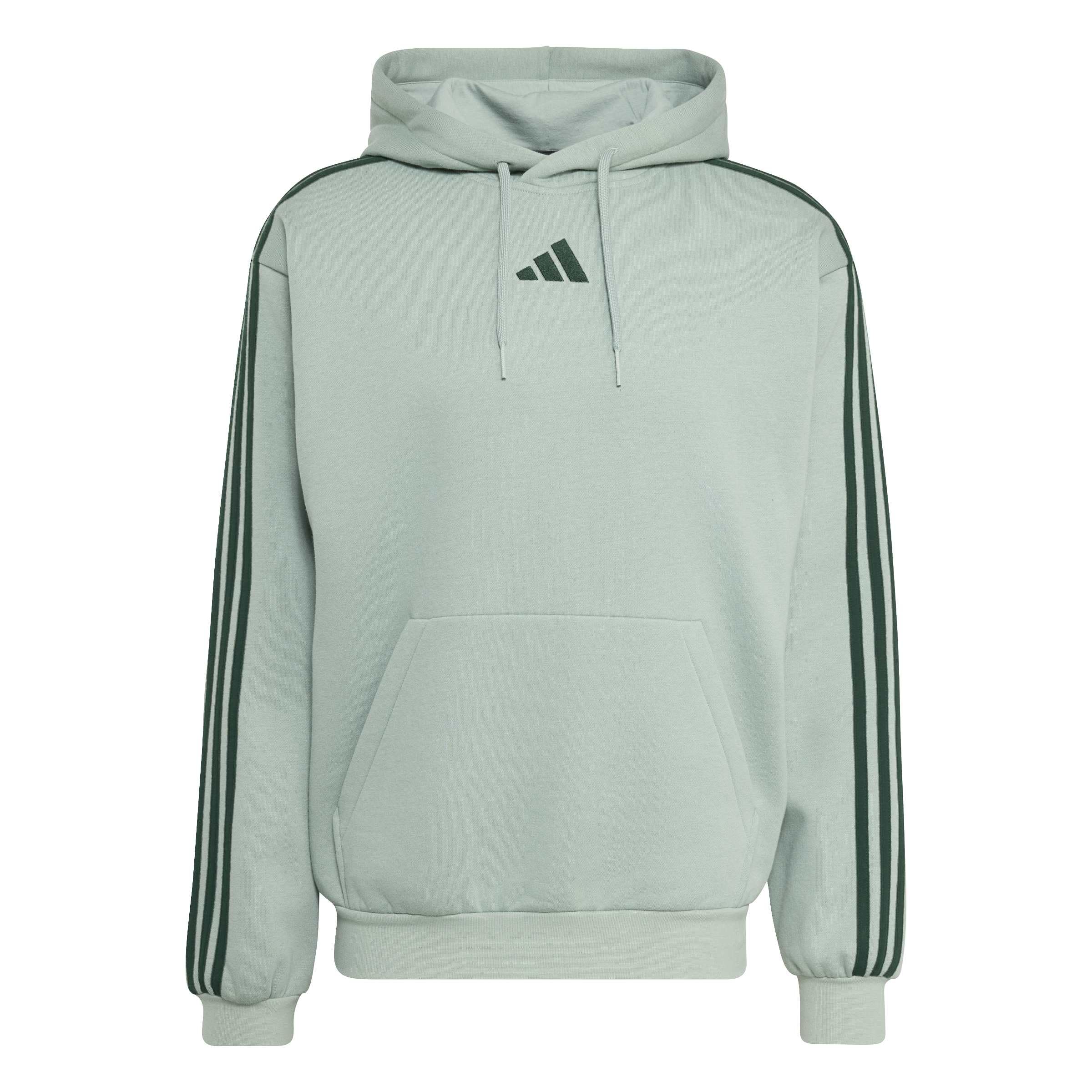 adidas Mezczyzni Essentials 3-Stripes Fleece Hoodie Sweatshirt, silver green/collegiate green, XXL