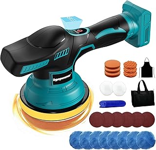 Poliermaschine Auto für Makita 18V Akku LXT, 150mm Exzenterpolierer mit 8 Geschwindigkeiten, 27-tlg. Polierset für Autodetaillierung & Lackpflege, Kabellose Schleifmaschine für Kratzer (Ohne Akku)