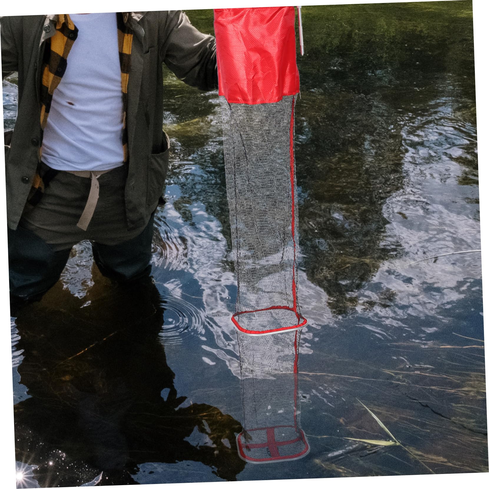 UPKOCH Pesca Plegable para Sacadera Salabre Protege Peces Cesta De Malla Redes De Equipo De Pesca