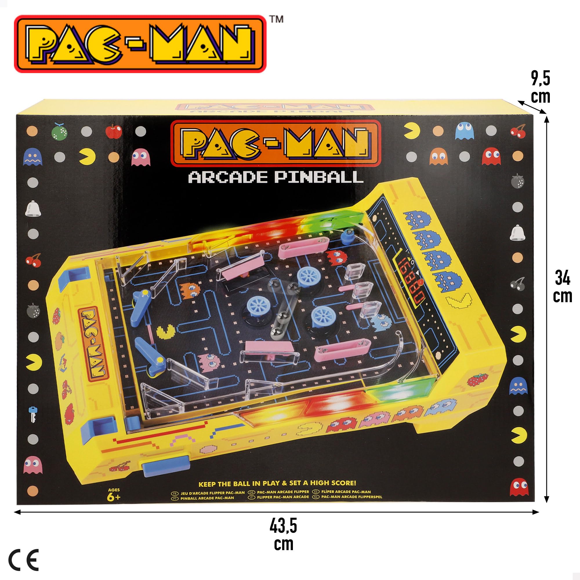 ColorBaby Pac-Man Arcade da tavolo, luci e suono, segnalibro elettronico, design premium, licenza ufficiale, giochi da tavolo elettronici, giocattolo da collezione, bambini, adulti (77720)