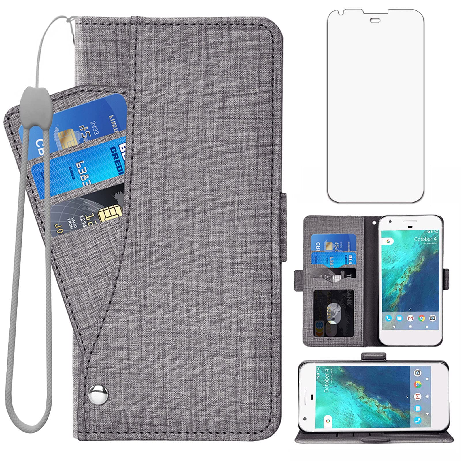 Asuwish - Custodia a portafoglio compatibile con Google Pixel 4 XL, in