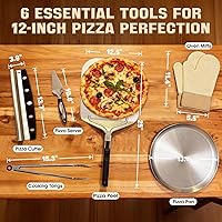Vista 4 de Pala para Pizza de Aluminio Metal Kit de Espátula para Pizza Paleta de Mango Plegable de 12 x 14 Pulgadas 6 Piezas Accesorios para Horno