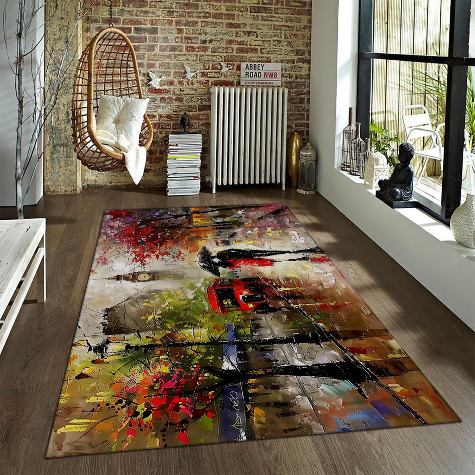 Tapis pour salon Londres Big Ben antidérapant et lavable en machine