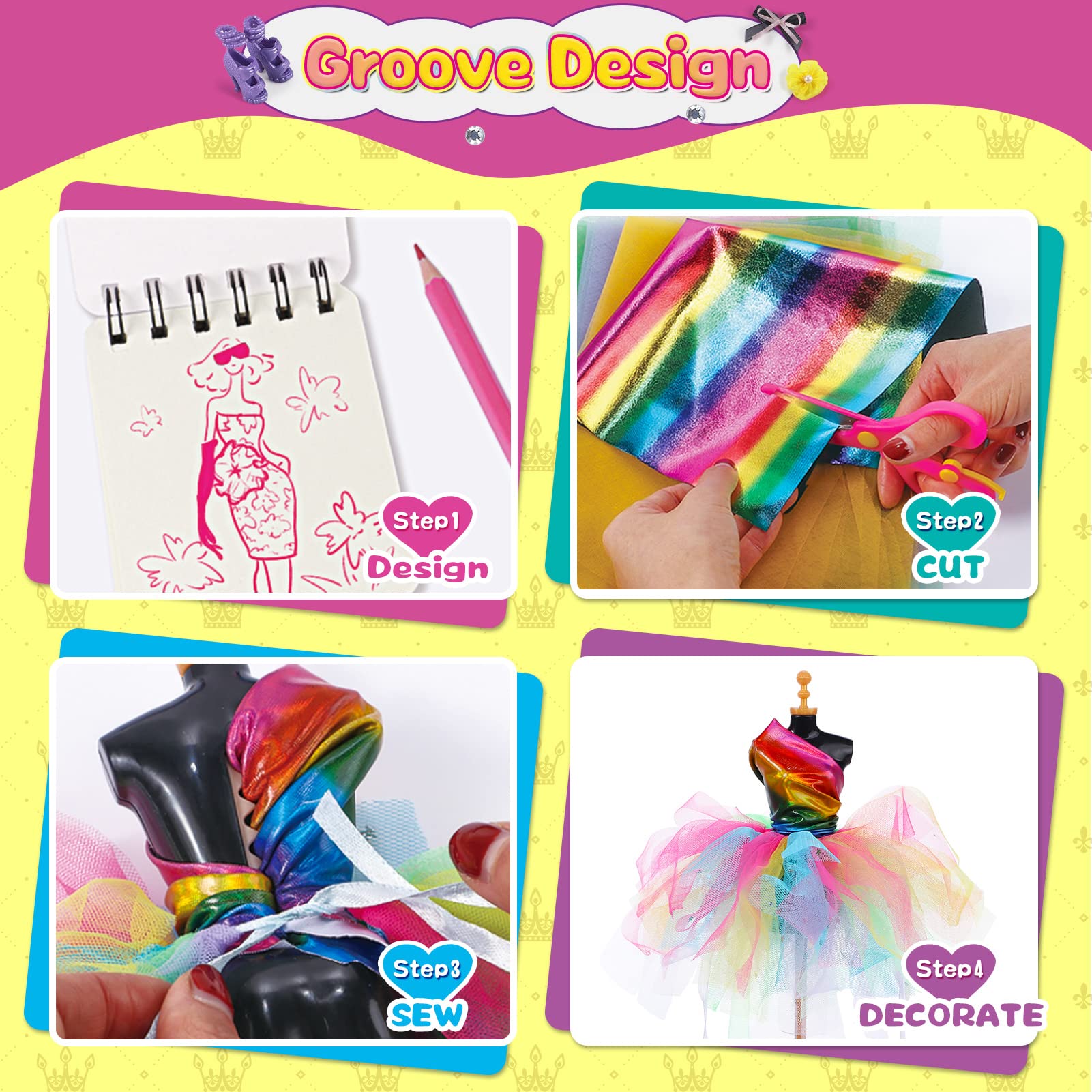 Kit De Diseño De Moda Con Maniquí Y 300+ Accesorios Para Niños De 8 A 13 Años | Costura Creativa Y Manualidades