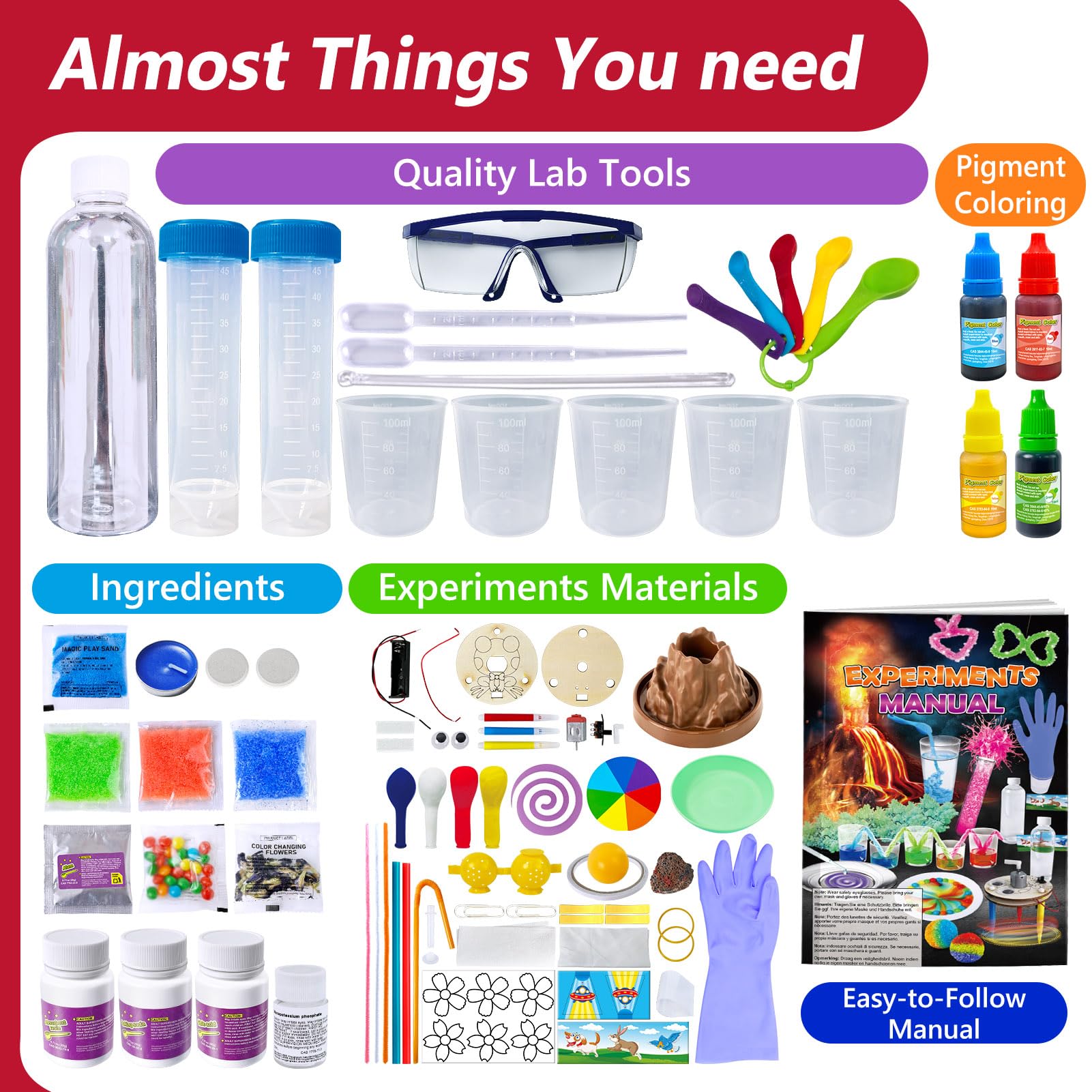 UNGLINGA Kit Científico con 212 Experimentos para Niños, Kit de Ciencias Juego de Química Laboratorio Set, Volcán, Juguete CTIM Educativo Ideas de Regalo de Cumpleaños