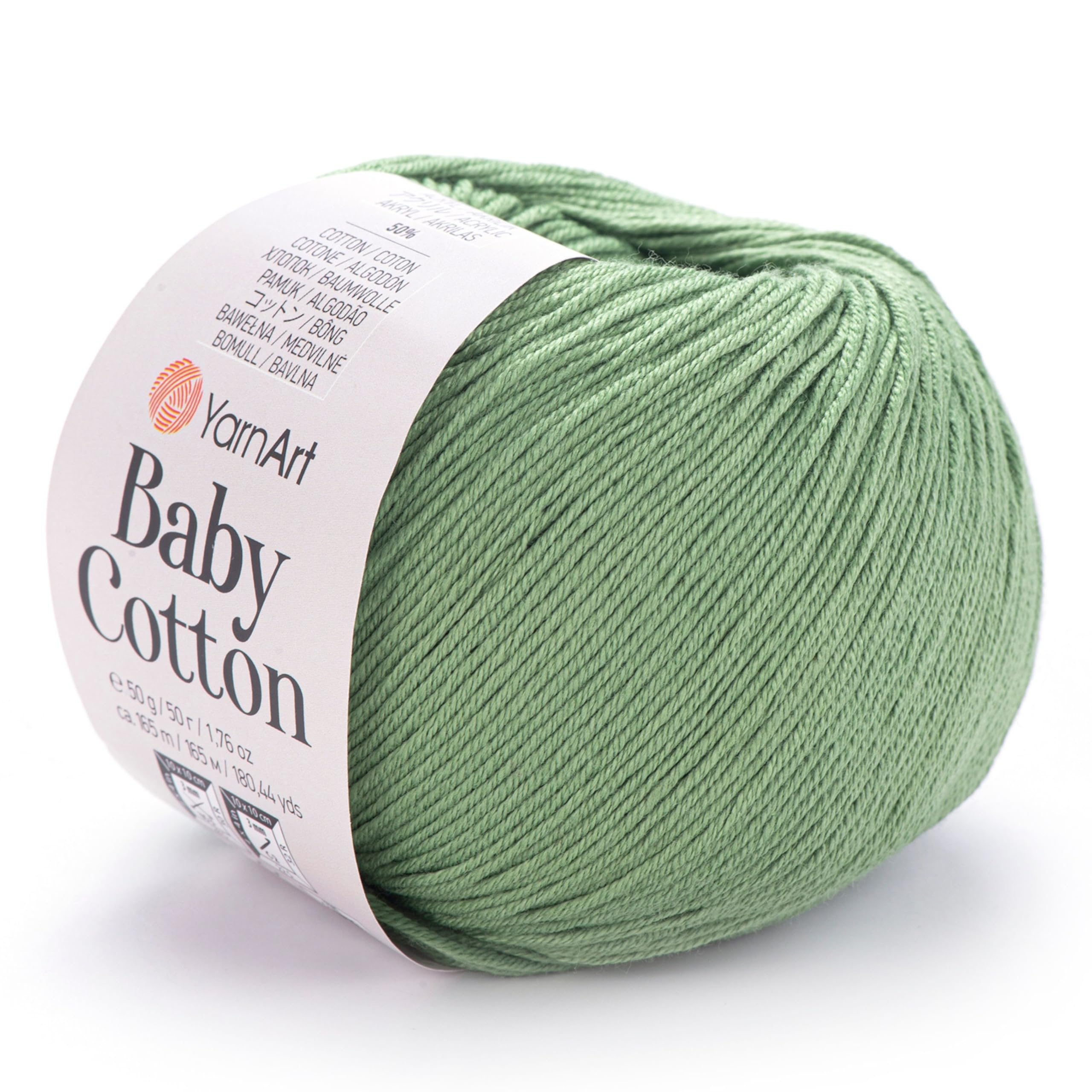 YarnArt Baby Cotton Acrylic Yarn, 50% Cotton 50% Acrylic, 1.76 Oz, 180.44 Yds (1, 440)