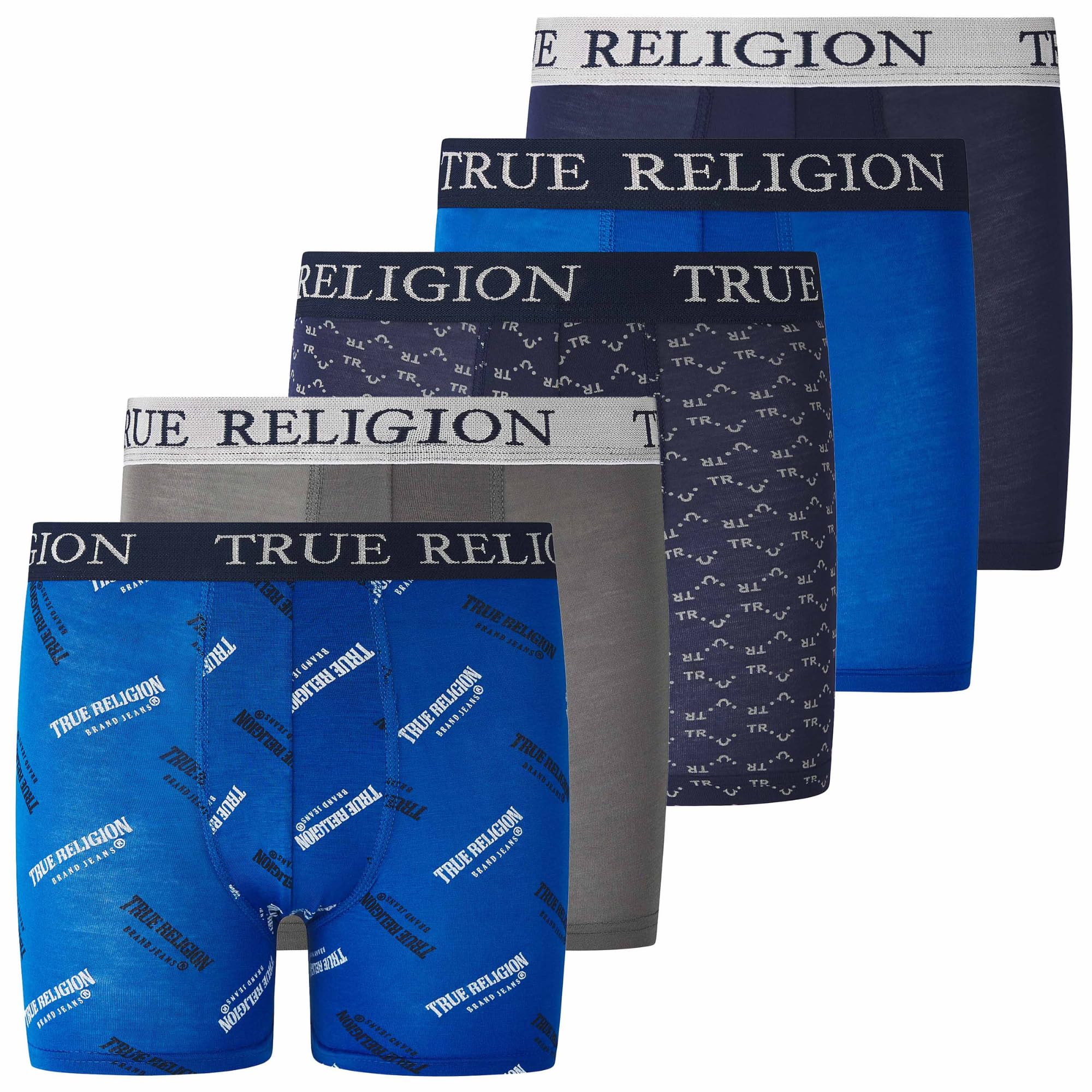 True Religion Confezione da 5 boxer per ragazzi dai 6 ai 18 anni, resistenti, elasticizzati, traspiranti, traspiranti