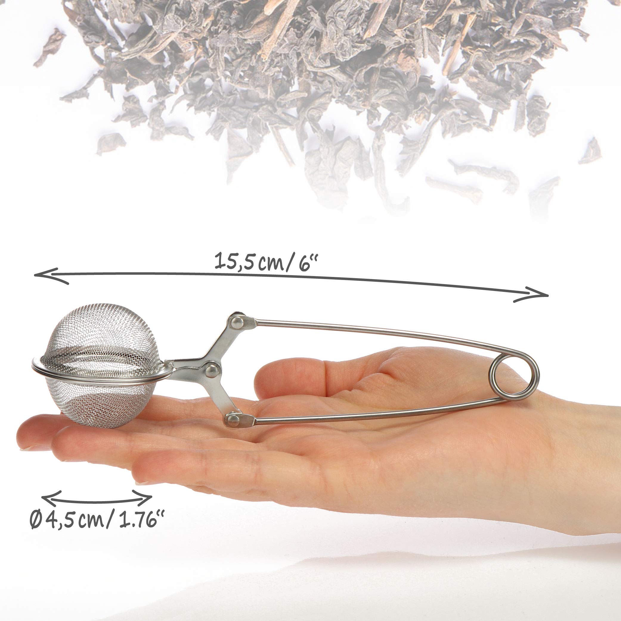 COM-FOUR® 3x Pinzas de té de acero inoxidable - Infusor en forma de bola - Coladores para té suelto, especias y hierbas (03 piezas - Ø 4,5 cm)