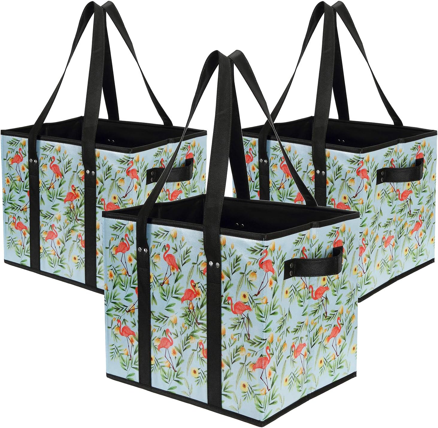 Foraineam Reusable Grocery Bags Set Durable Heavy Duty Tote Bag Collapsible Grocery Shopping Box Bag with Reinforced Bottom - Image 6