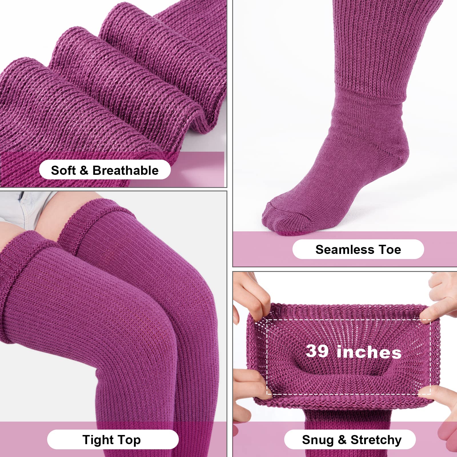 Neoviancia XXXL Size Thigh High Socks for Thick Thighs Women- Thigh Highs Widened Extra Long Thick Knit Socks