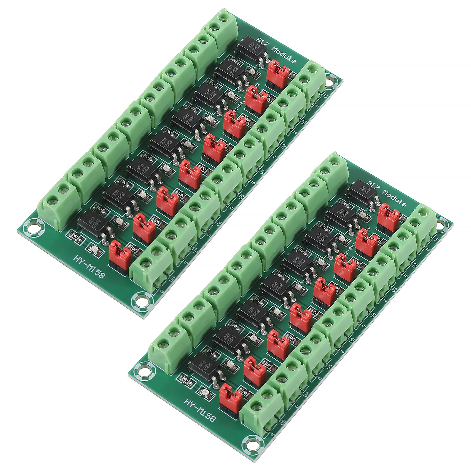 AOICRIE 2pcs PC817 8 Channel Optocoupler Isolation Board Voltage Converter Module 3.6-30V Photoelectric Isolated Module 817 Voltage Isolation Module