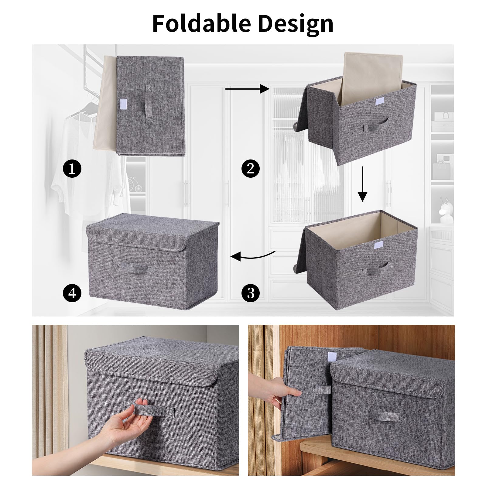 Homsorout Foldable Storage Box with Lid, Pack of 2 - Image 3