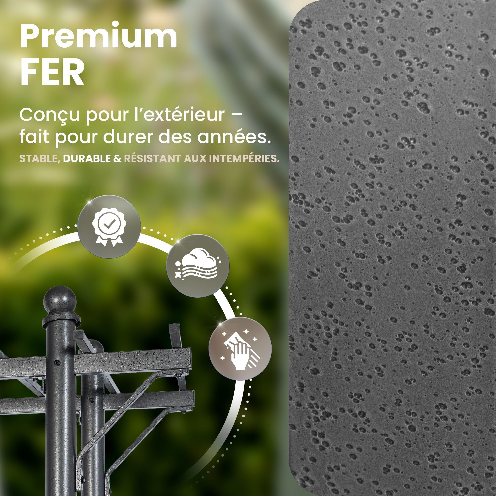 CLP Arche a rosiers avec Banc Luvio, Resistant aux intemperies avec Dossier, pour Jardin et terrasse, Support jusqu'a 220 kg Couleur Anthracite