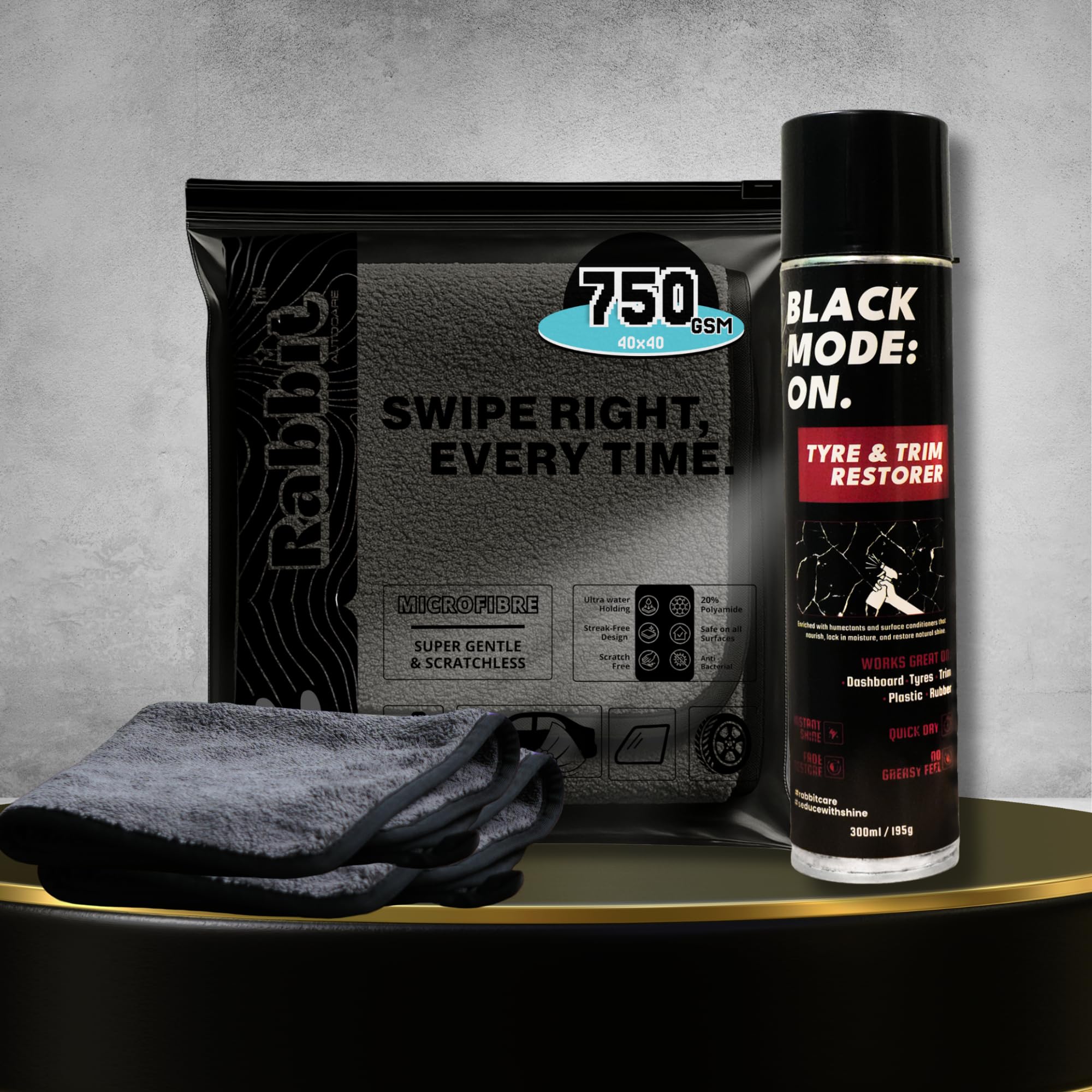 Boss Black Kit | Tyre Trim Restorer 300ml | 750 GSM Ultra Plush Microfiber | Deep Black Shine for Tyres & Plastic Trims | Long-Lasting Hydrophobic Finish | DIY Car Detailing Kit-image-31