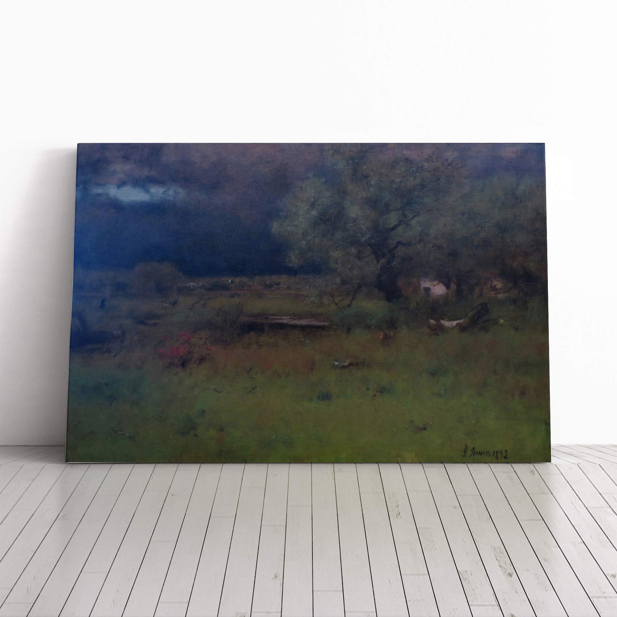 George Innes The Passing Storm Canvas Print | Gallery Wrapped 30mm Frame Wall Art | 24x16 inches | Ready to Hang | Modern Picture | Living Room Bedroom Lounge Office