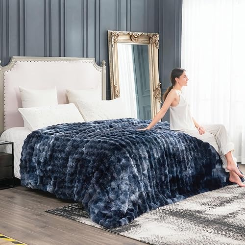 Miniatura 56 de Cozy Bliss Manta de Tiro de Piel Sintética para Sofá, Manta de Felpa Suave Difusa y Gruesa de Burbujas para Sofá Dormitorio Sala de Estar, 50 * 60