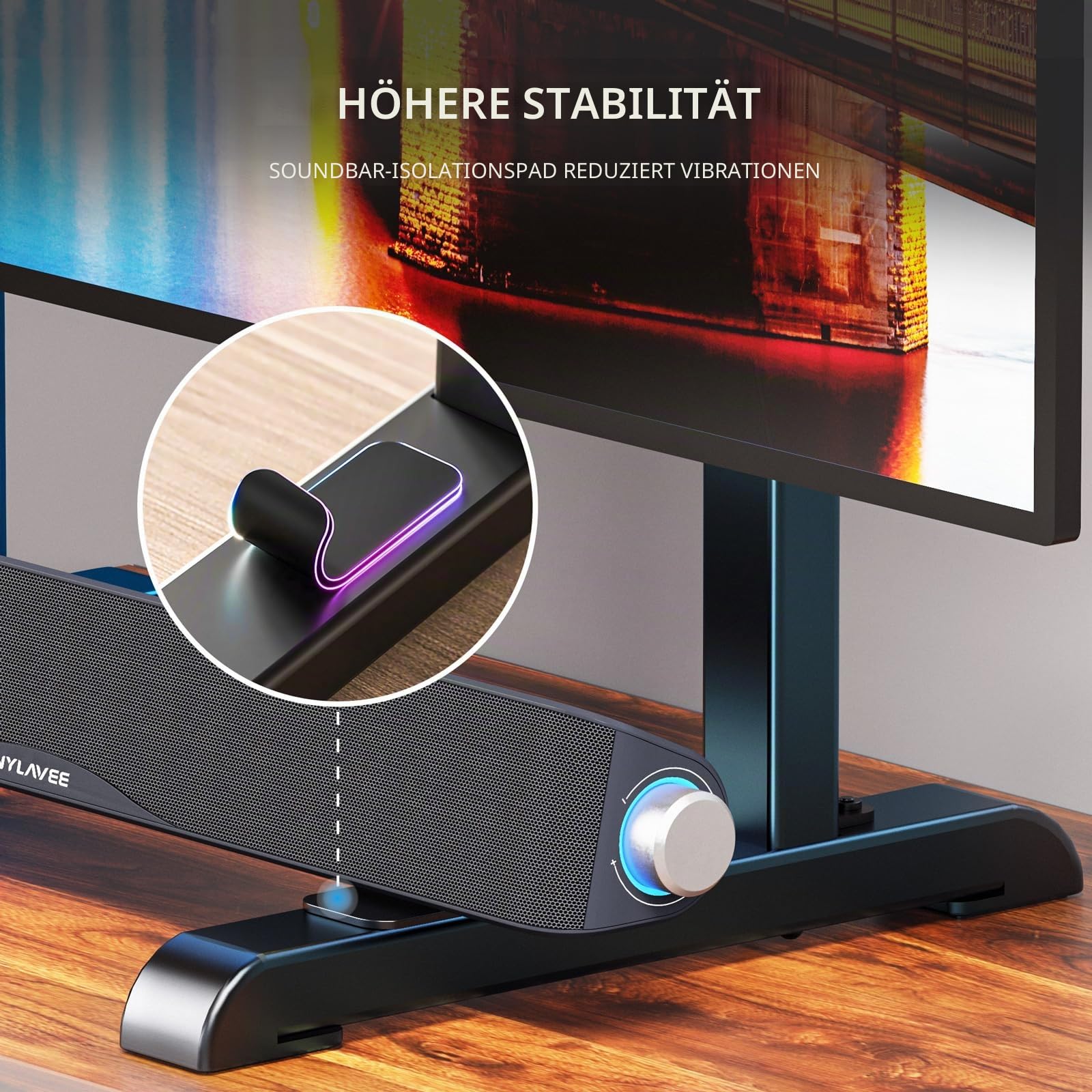 Universal Großer TV Ständer TV Standfuss Fernseher Standfüße Beine Höhenverstellbar für 24 zu 80 Zoll Fernseher Max. 50 KG VESA 800x500 mm HT10B-002
