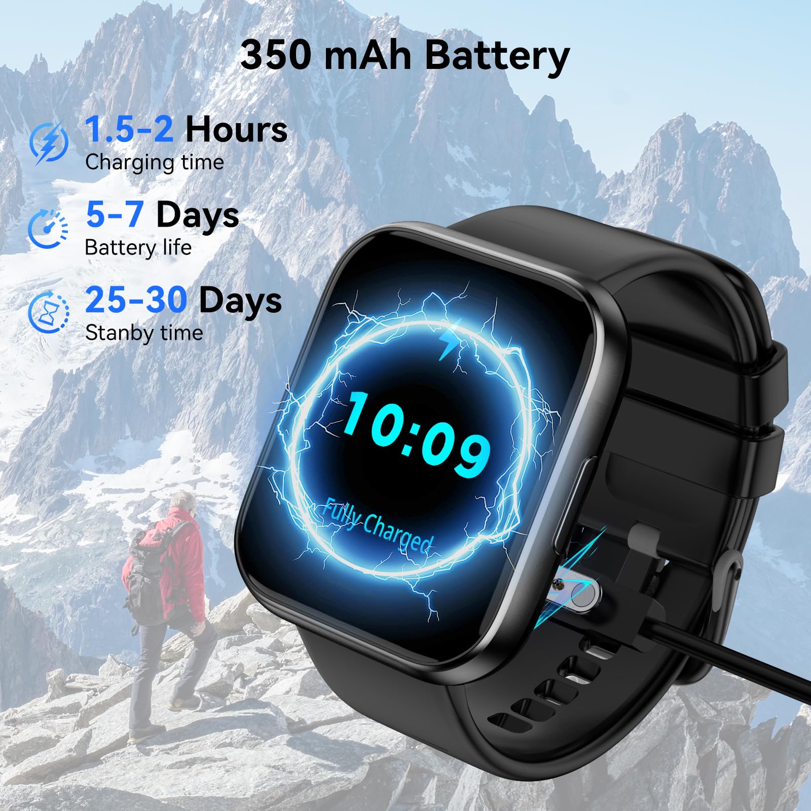Smart Watch for Men Women, 1.85" HD Fitness Tracker with Bluetooth Calls, 120+ Sport Modes Fitness Watch, Fitness Tracker 24/7 Heart Rate/Sleep Monitor, IP68 Waterproof, Smartwatch for Android/iPhone