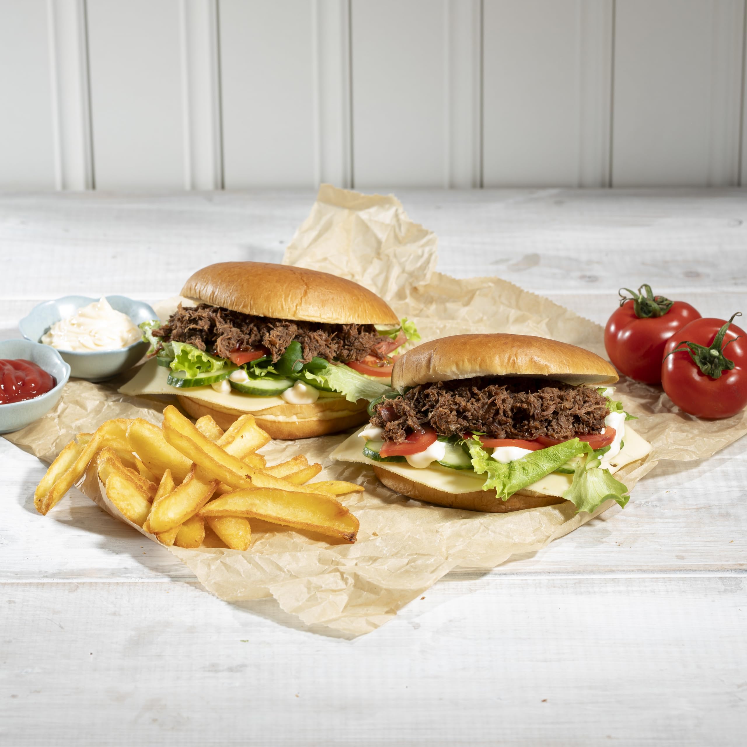 LANDPERLE Pulled Beef ca. 500g | gezupftes Rindfleisch für Pulled Beef Burger | vorgegart im eigenen Saft | ohne künstliche Zusatzstoffe Geschmacksverstärker u. Konservierungsstoffe (1)
