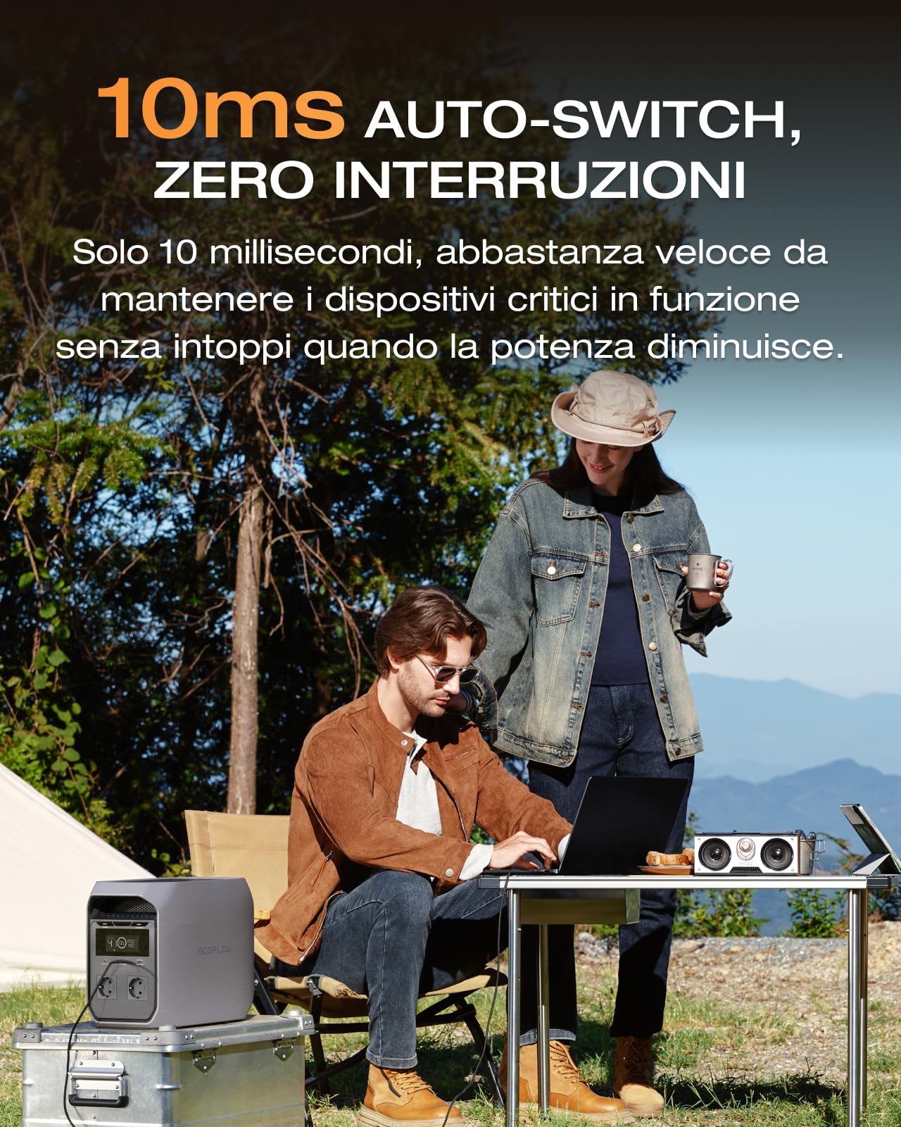 EF ECOFLOW DELTA 3 Classic Power Station Portatile, batteria LiFePO4 da 1024Wh, uscita CA da 1800W (3600W di picco), USB-C da 100W, ricarica rapida di 1 ora, generatore per campeggio, backup domestico