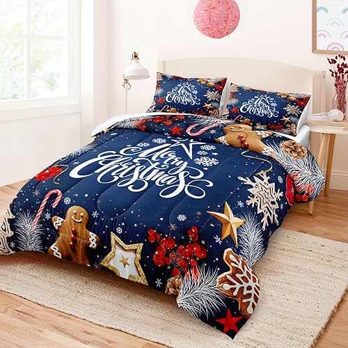 Vista 109 de MOVE OVER Juego de ropa de cama con temática de playa azul, tamaño Queen, 4 piezas, gaviota blanca y rocas marinas, patrón de paisaje marino azul