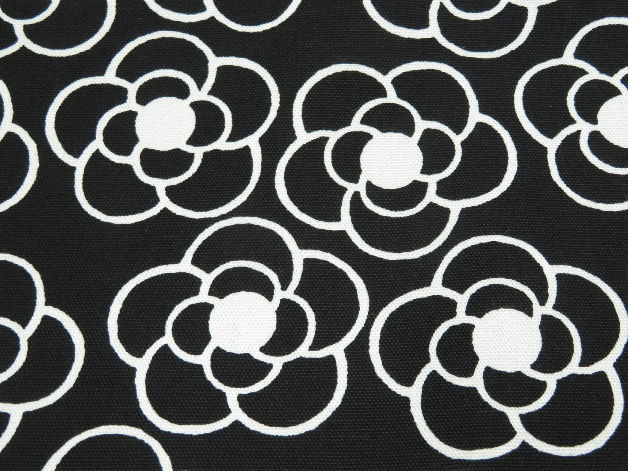 Amazon | 他の色あります 1m単位販売 N-164 カメリア柄 黒地に白 約110