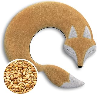 PODUSZKA ROZGRZEWAJĄCA Leschi na kark i na ramiona/do mikrofalówki i piekarników/poduszka z ziarnami pszenicy/dla niemowląt, dzieci i dorosłych/lis Noah, beżowy szary czarny