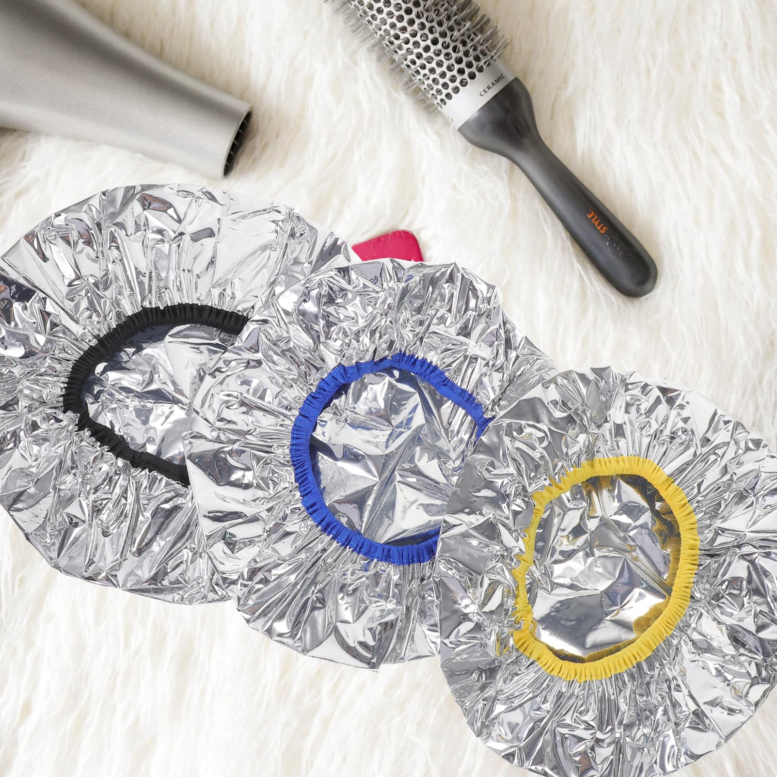 MUSISALY 3pc Deep Conditioning Hair Cap Heat Cap for Hair Treatments Spa Shower Cap Hair Dye Cap Salon Supplies Tin Foil h