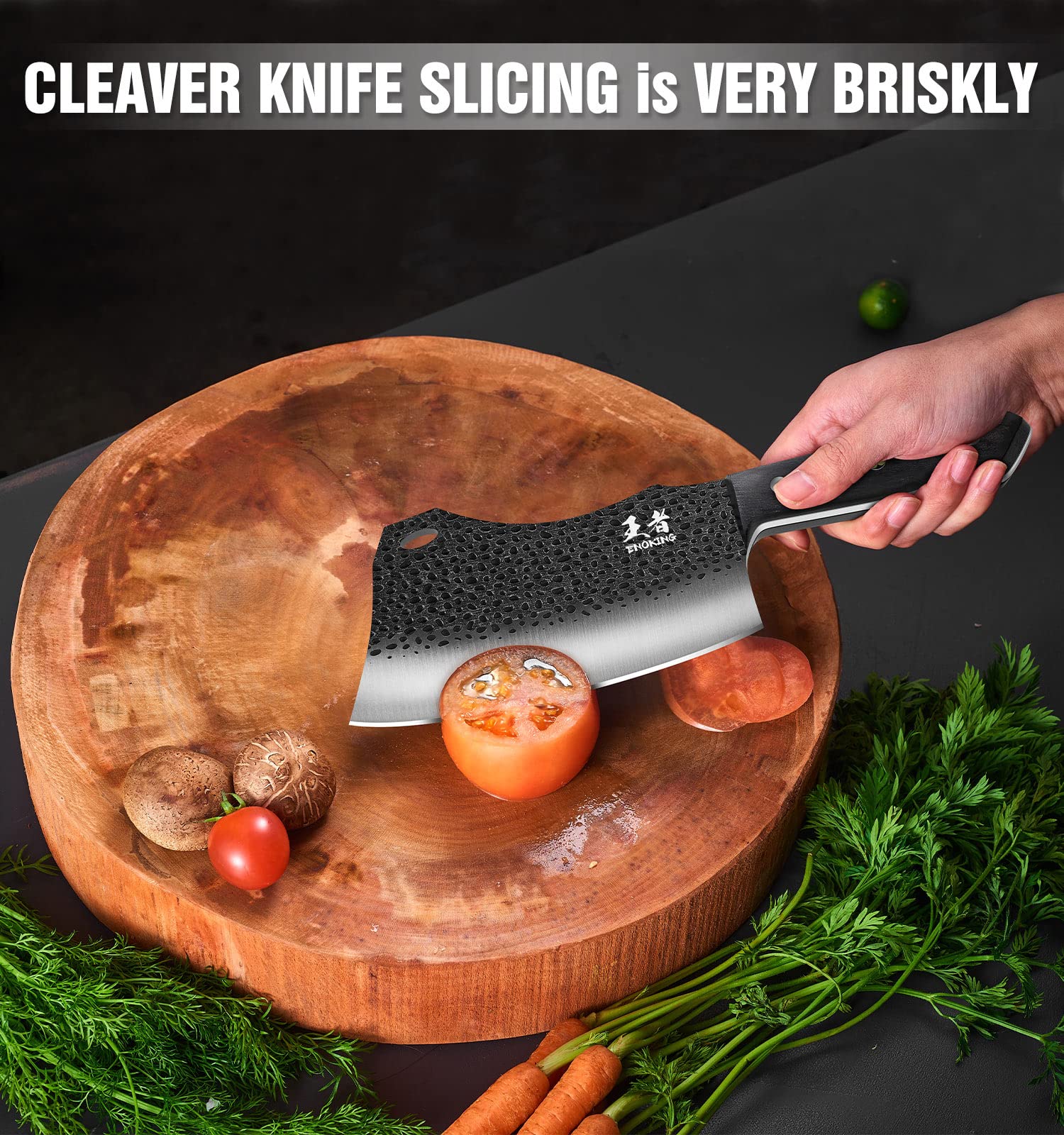 Cleaver Knife, ENOKING Meat Cleaver Hand Serbian Chefs Knife