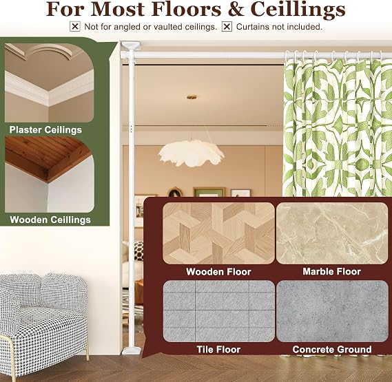 Goovilla Room Divider for Room Separation, 4-10ft(H) 28-114inch(W), White