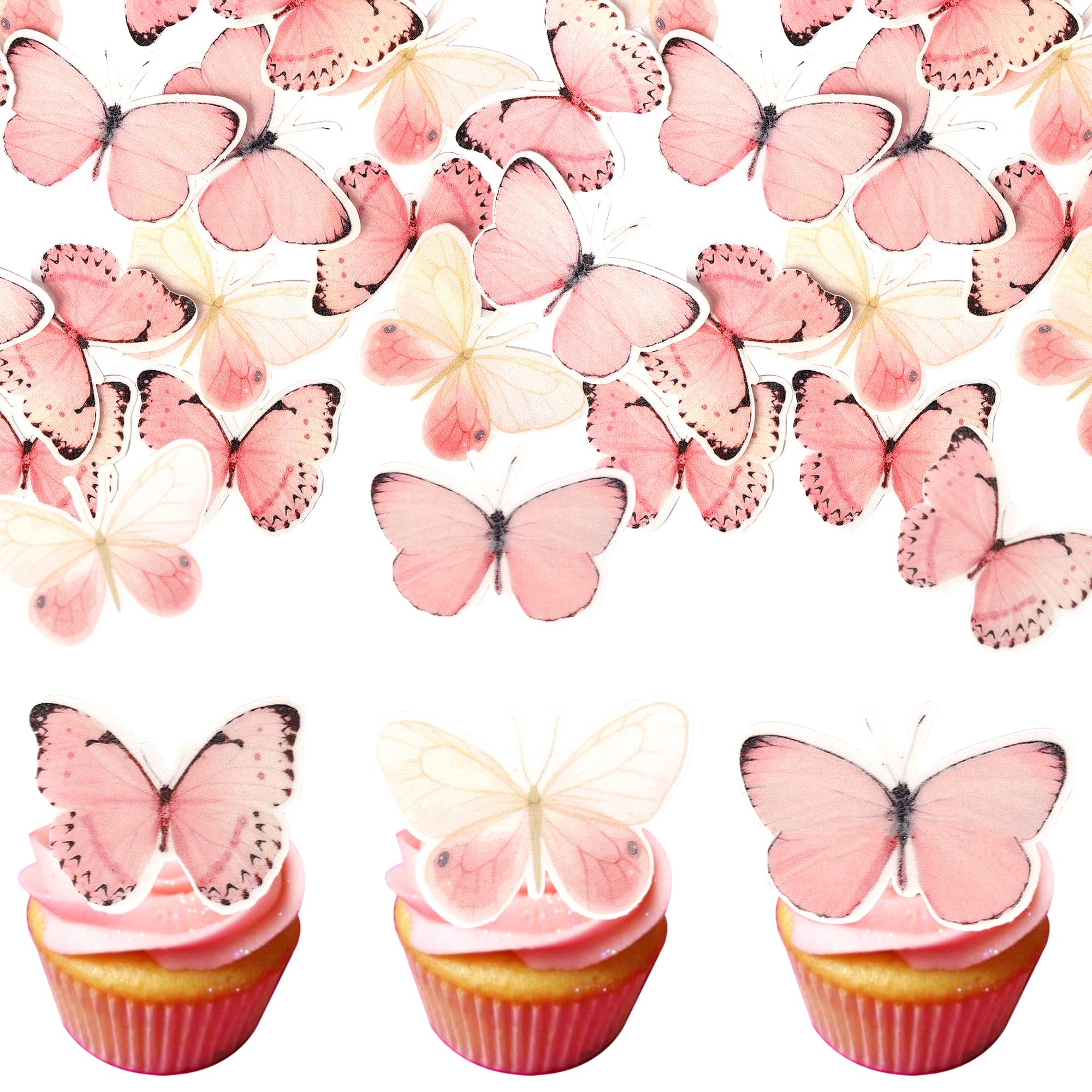 Xsstarmi 60 Pack Edible Butterfly Cupcake Toppers Edible Fondant for Cake Wafer Paper Butterflies Cupcake Picks Butterfly Cake Decorations Butterflies Theme Birthday Anniversary Wedding Party Supplies