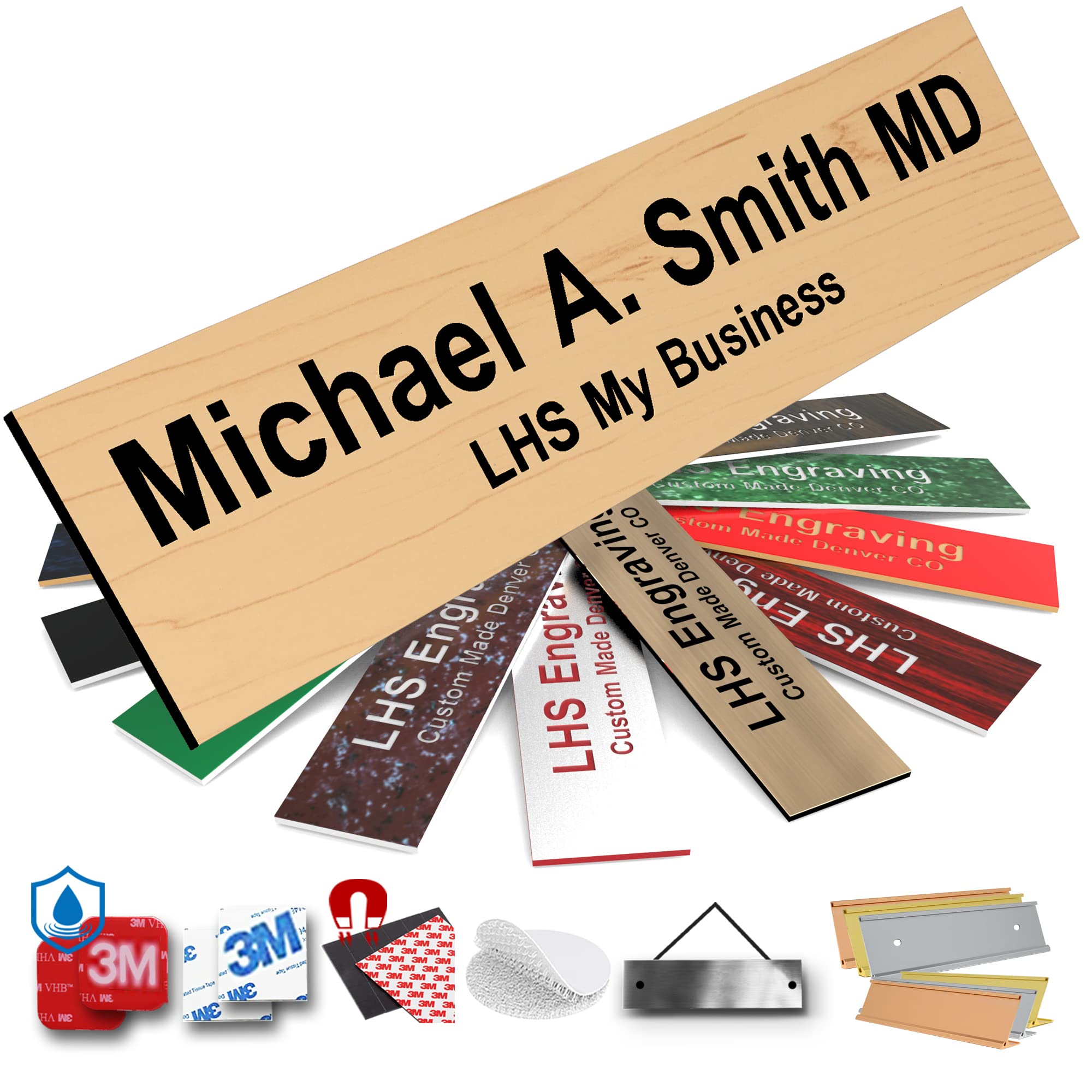 Custom Engraved Office Door Name Plate &amp; Desk Signs, Cashew, 2x12