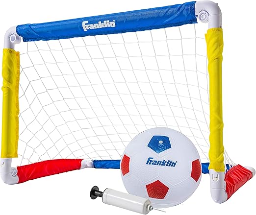 Franklin Sports Kids Mini Soccer Goal Sets - Backyard + Indoor Mini Net and Ball Set with Pump - Portable Folding Youth Soccer Goal Sets for Kids + Toddlers - 24" x 16"