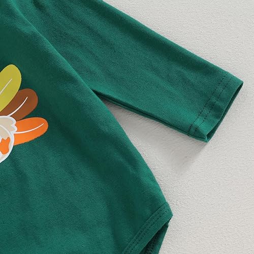 Miniatura 4 de BOIBOKOKO Traje de Acción de Gracias para bebé, niña, niño, sudadera de manga larga, con diseño de pavo, mameluco a rayas, pantalones para correr