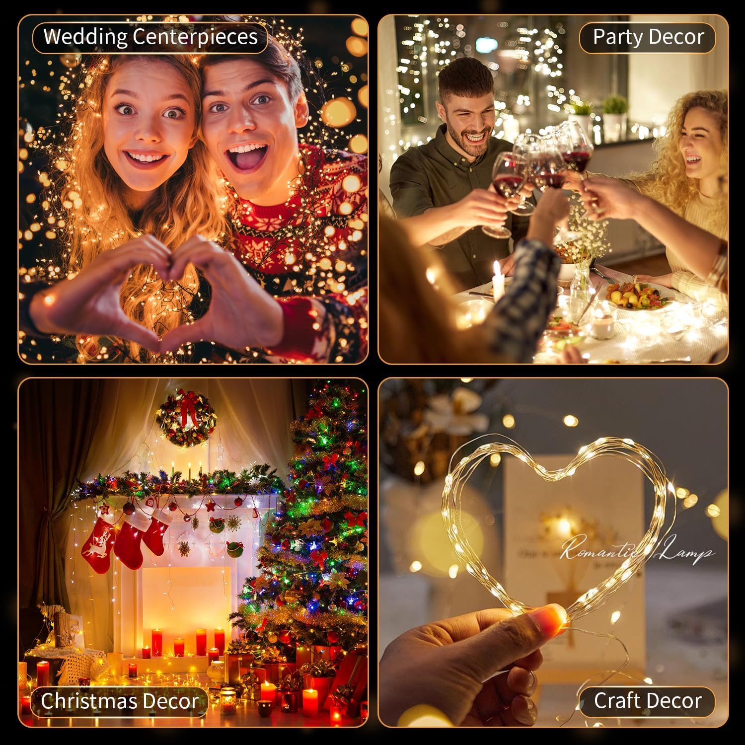 Paquete de 24 luces de hadas que funcionan con pilas, 7 pies, 20 luces LED de color blanco cálido, luces de luciérnaga impermeables de alambre plateado para tarros de masón, boda, fiesta de Navidad