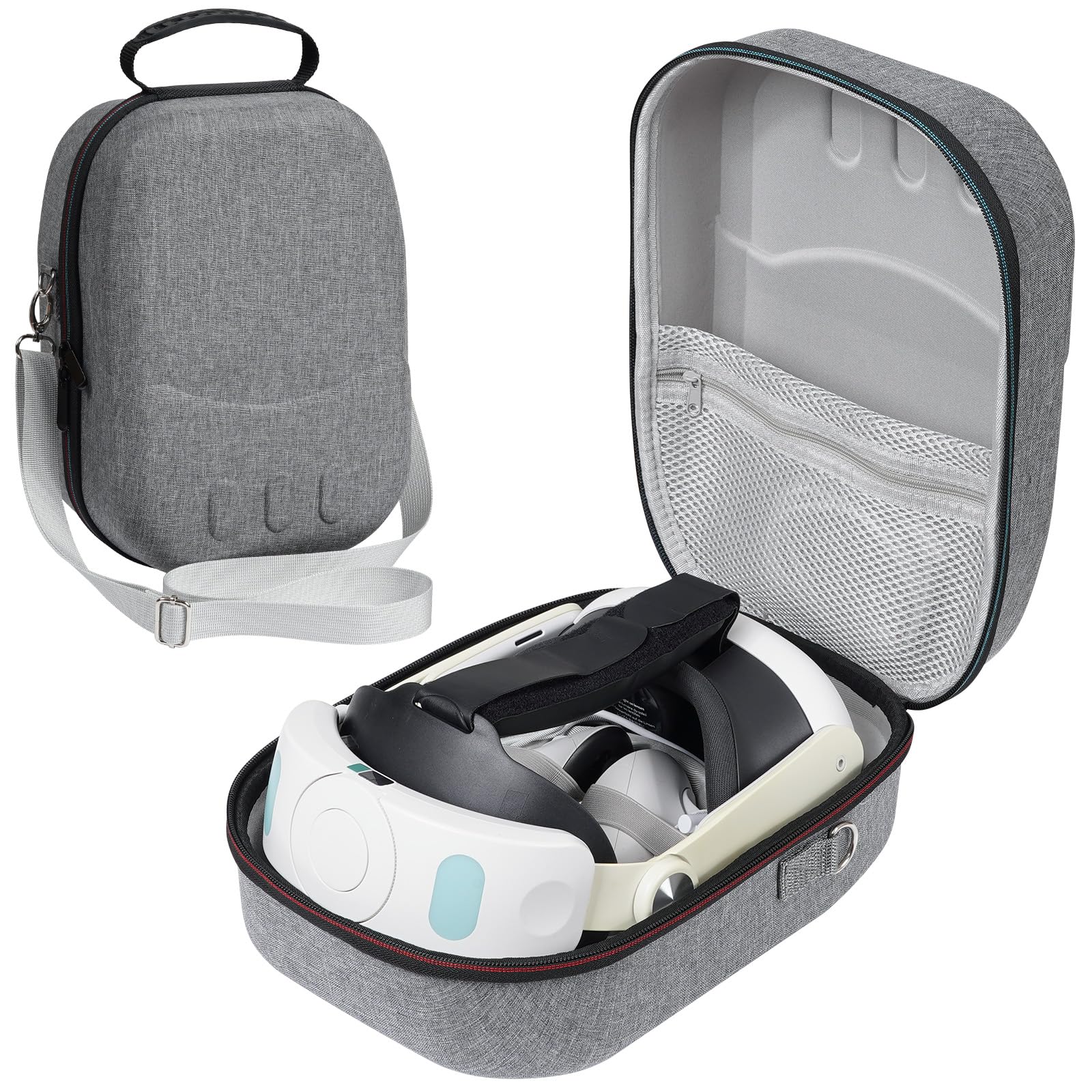 Étui rigide pour casque Meta Quest 3 VR, poignées de manette et accessoires, gris