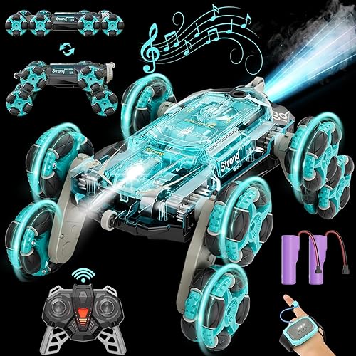 Carsky 8WD - Coches de control remoto para edades de 8 a 13 años, autos de acrobacias a control remoto para niños, juguetes giratorios de 360 de