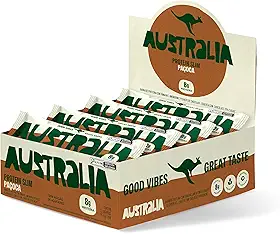 Australia Protein Slim Paçoca, Barra de Proteína com 8g de Proteína, Sem Adição de Açúcares, Sem Glúten, Display com 12 unidades