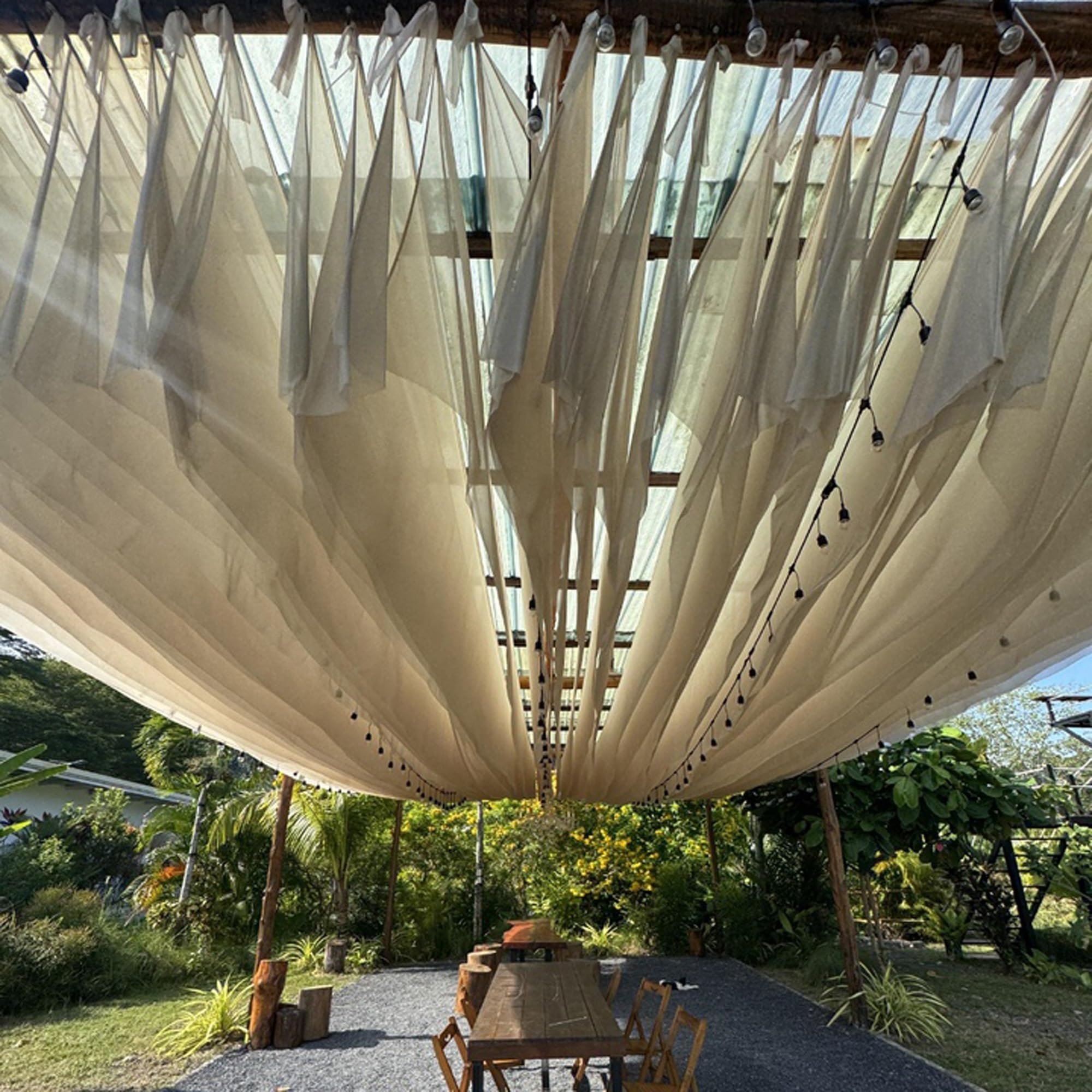 Outdoor Curtains for Gazebo, Lightweight Semi-Sheer Ceiling Decor Drapes