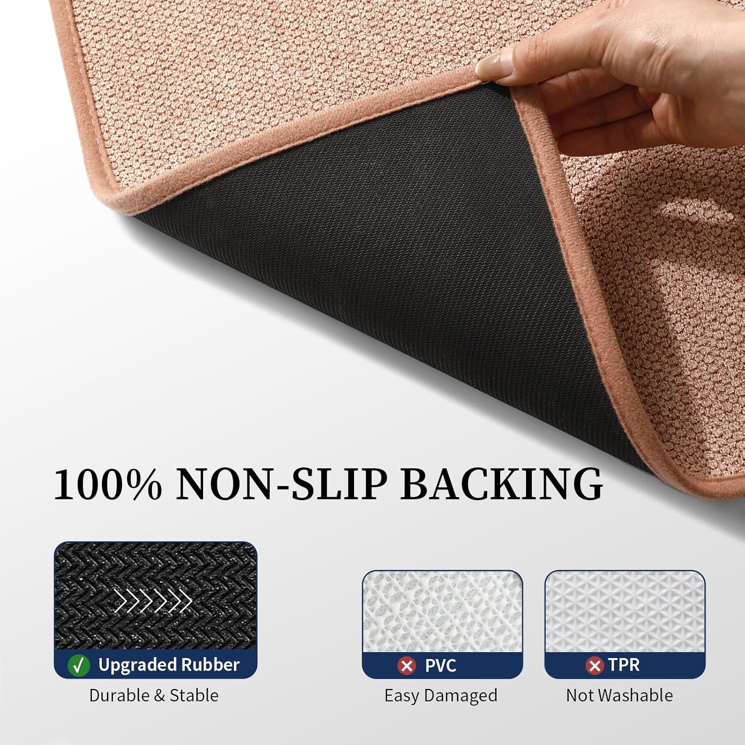 YIHOUSE Pink Bathroom Rugs Sets 2 Piece, Quick Dry Thin Bath Mat with Toilet Rug, Non Slip Absorbent Machine Washable, Bath Rugs for Tub Sink Home Decor (17"x24" + 17.5"x24" U-Shaped)