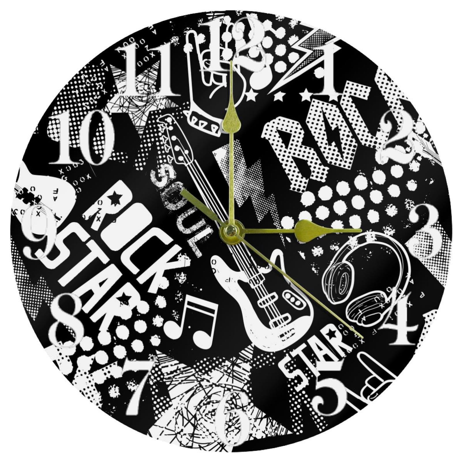 Horloge murale guitare grunge : idée cadeau déco pour musicien