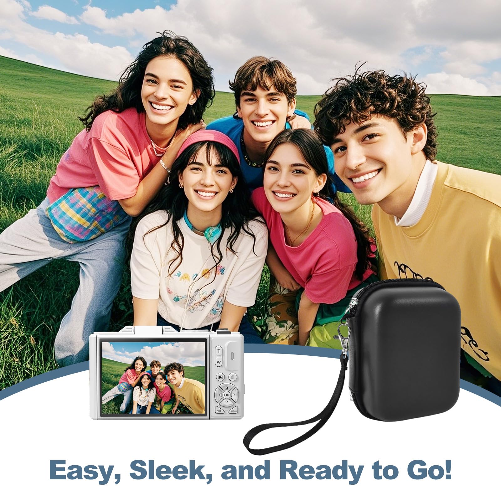 Waterproof Digital Camera Case,Suitable for Kodak Pixpro Fz45/Fz55/Canon Powershot Elph 360 Case/G7x/Ixy/Laser Printer/Camkory/Masterbee/Sony Cyber-shot DSC-RX100,Rose Gold camera case (Black)