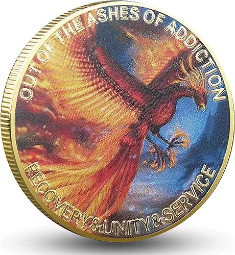 Phoenix in Flames - Chip de sobriedad que se levanta de la adicción con fuerza AA Medallion Recovery Challenge Coin