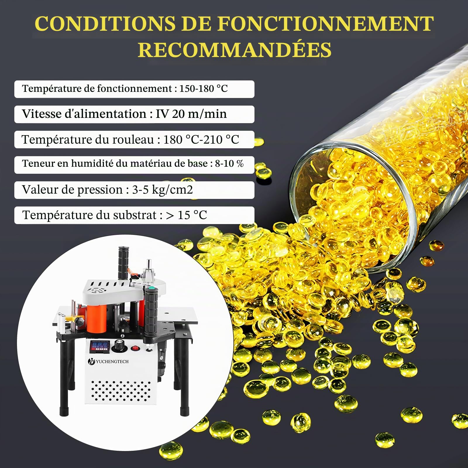YUCHENGTECH Granulés de Colle Thermofusible 5kg pour Placage de Chants - Colle Granulaire pour Plaqueuse de Chants