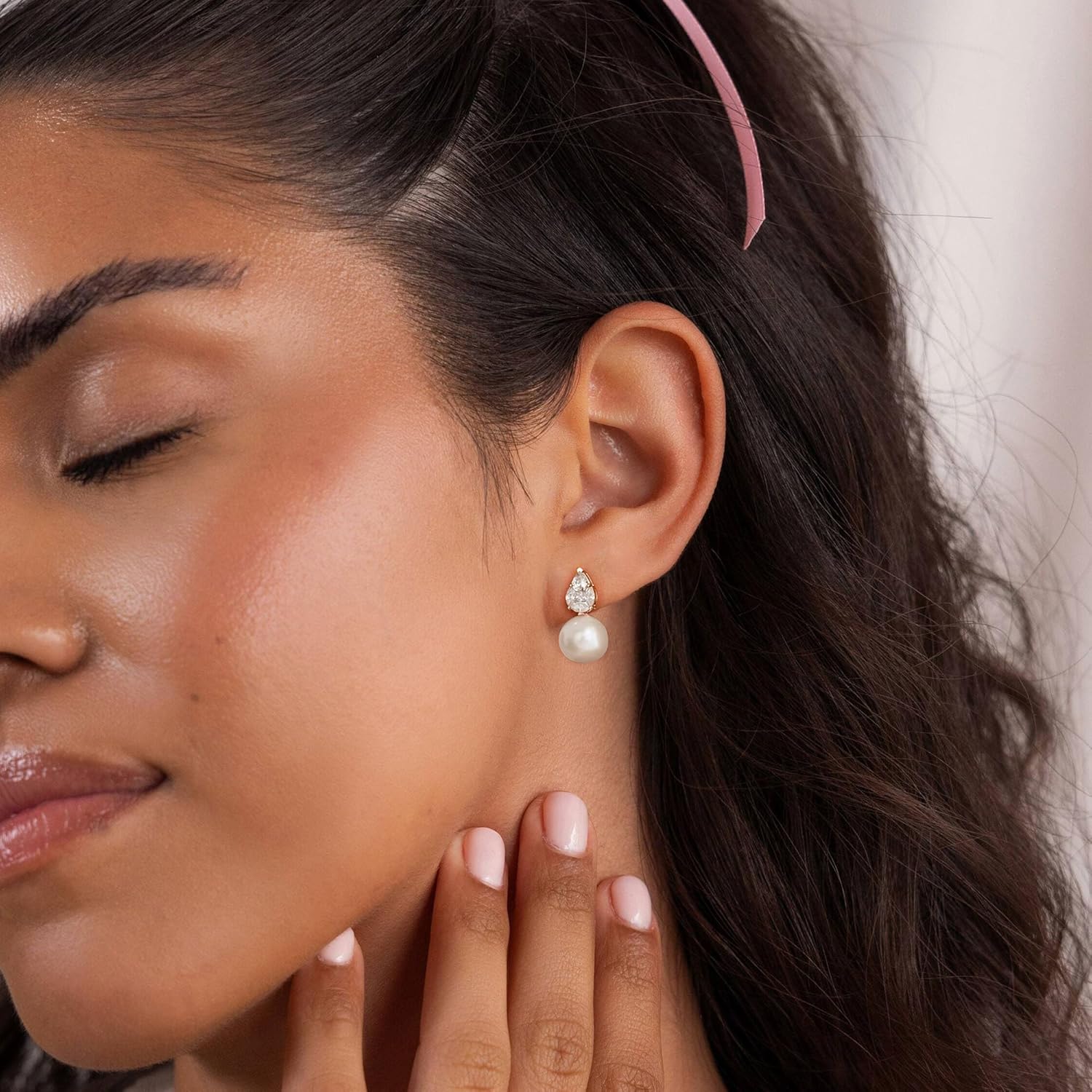 Pearl Earrings For Women,14K Gold/Silver Plated Formal Bridesmaid Bridal Wedding Earring Hypoallergenic Silver Pearl Drop Stud Earring Gold Earrings For Women Trendy Wedding Jewelry - Image 5