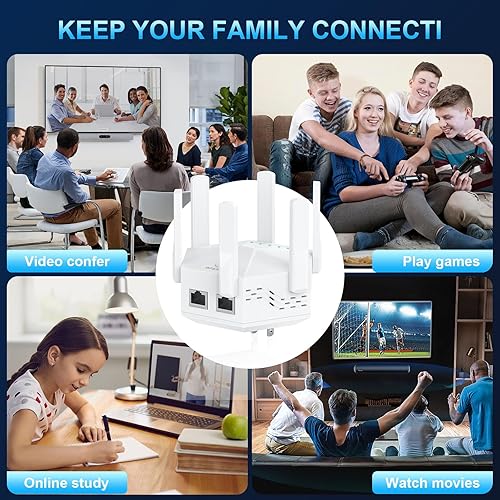 Miniatura 7 de Amplificador de señal WiFi 2024 para el hogar, potente 6 antenas WiFi Booster  hasta 10000 pies cuadrados de cobertura, 1200 Mbps de doble banda 5