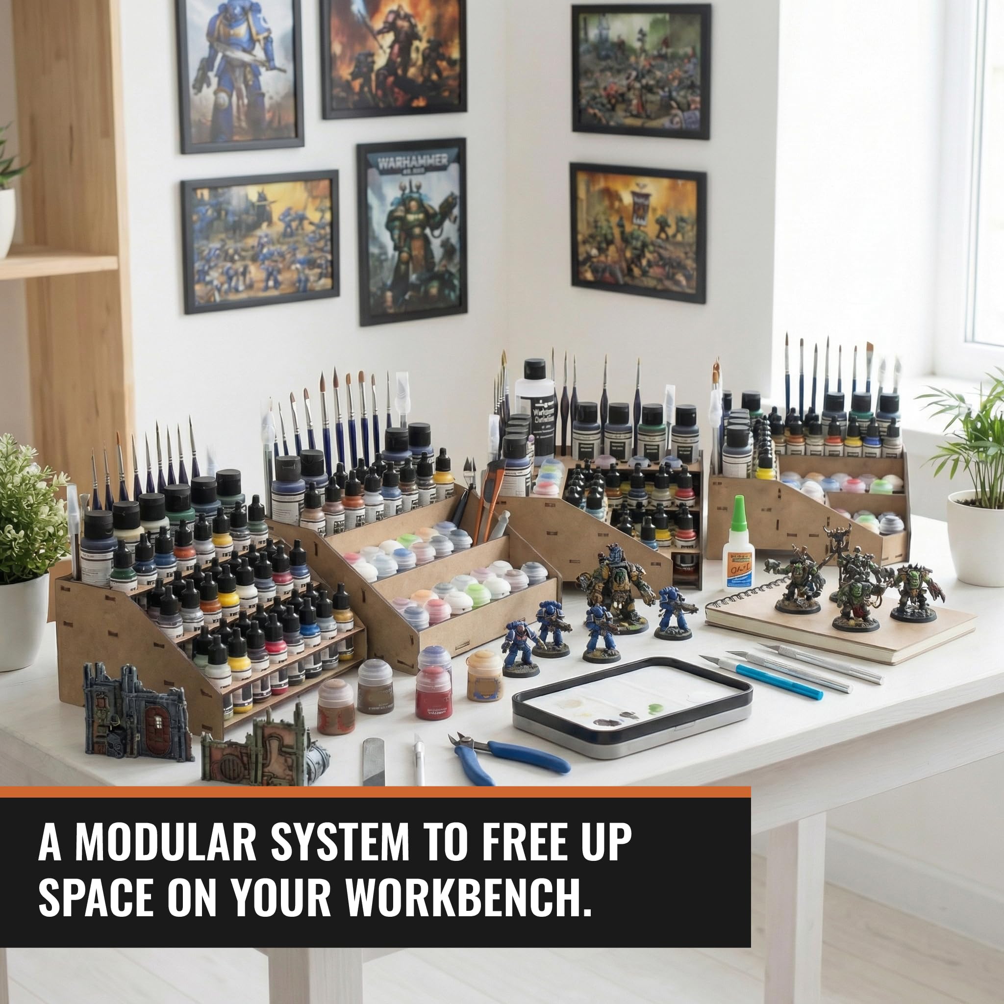 PROSCALE Paint Rack for model paints. Hobby craft Citadel Vallejo Tamiya Army paint rack stand Portable paint holder organiser Miniature warhammer paint storage Stand Model painting station (Model D)