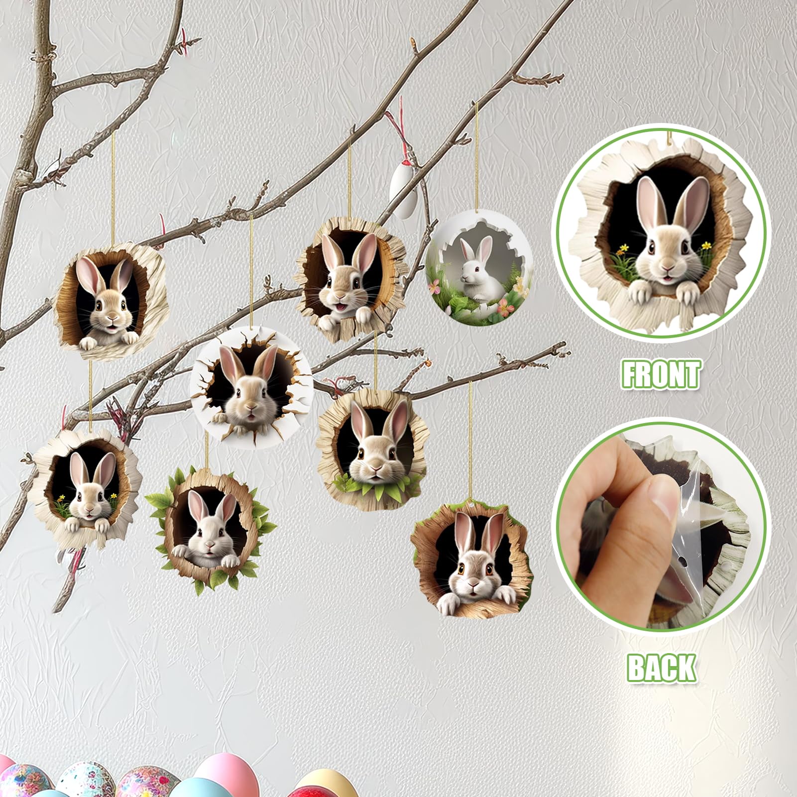 Paashaas, 5 stuks acryl hangers voor Pasen, acryl hangers, paashaas, ornamenten, deurdecoratie om op te hangen, paasdecoratie voor binnen en buiten